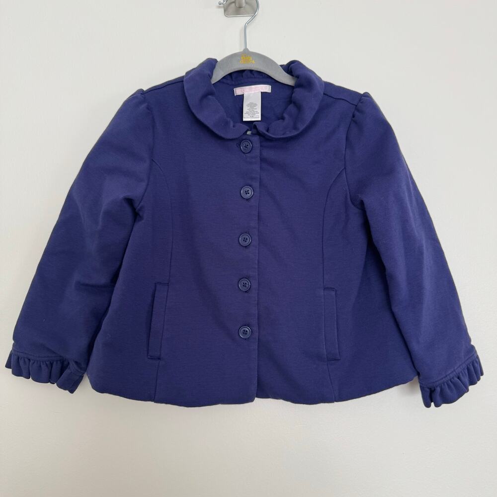 Janie and Jack Ponte Ruffle Jacket in Navy Blue